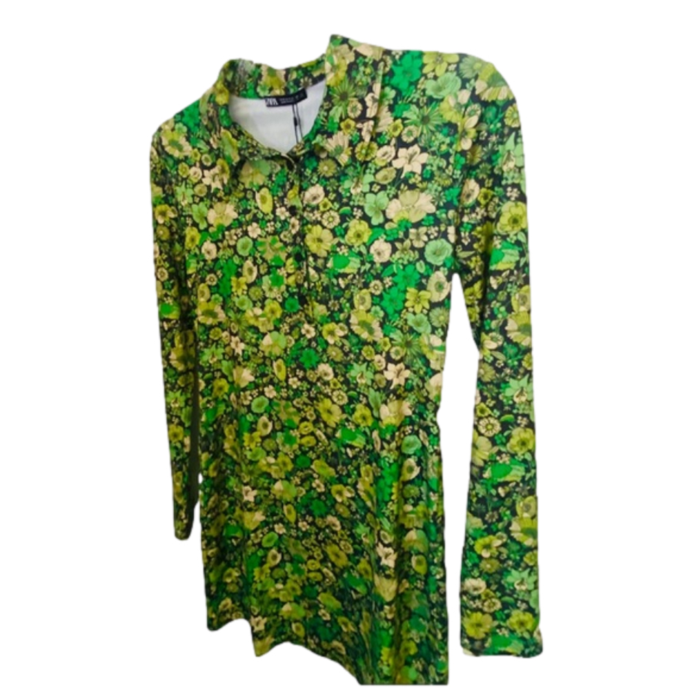 Zara Green Paisley Mini Dress
